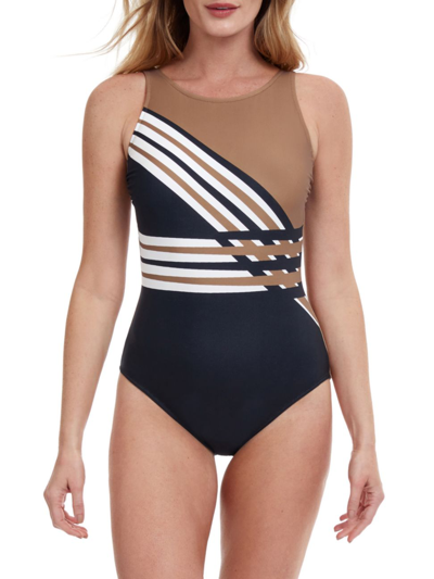 Gottex Swimwear Women's Ocean Breeze Mastectomy One-piece Swimsuit In Brown Multi