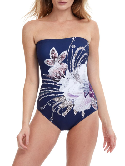 Gottex Swimwear Women's Dolce Vita Bandeau One-piece Swimsuit In Navy