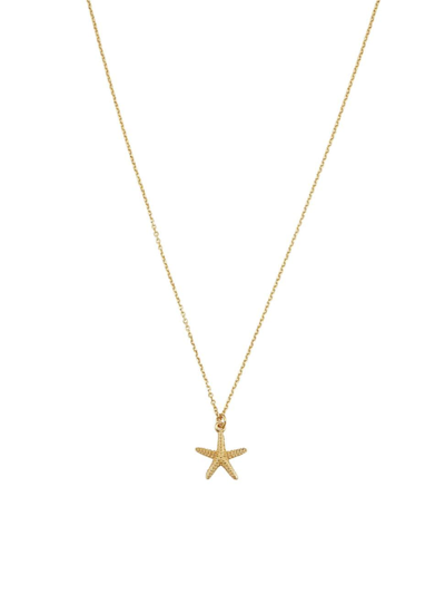 Oradina Women's 14k Yellow Solid Gold Starfish Pendant Necklace In Yellow Gold