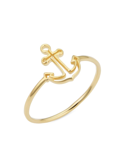 Oradina Women's 14k Yellow Solid Gold My Anchor Ring In Yellow Gold