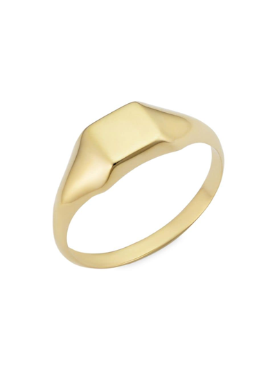 Oradina Women's 14k Yellow Solid Gold Florence Square Signet Ring In Yellow Gold