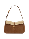 SAINT LAURENT WOMEN'S LE 5 A 7 HOBO BAG IN SUEDE AND SHEARLING