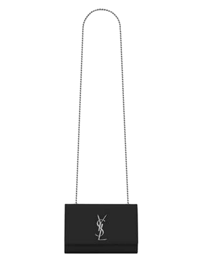 SAINT LAURENT WOMEN'S KATE SMALL CHAIN BAG IN GRAIN DE POUDRE EMBOSSED LEATHER