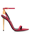 Tom Ford Women's Naked 105 Leather Point-toe Ankle-strap Sandals In Rose Red