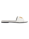 Tom Ford Women's Logo Croc-embossed Leather Slides In White