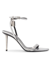 TOM FORD WOMEN'S PADLOCK 105 METALLIC LEATHER POINT-TOE ANKLE-STRAP SANDALS