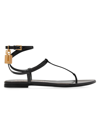Tom Ford Women's Leather Ankle-strap Thong Sandals In Black