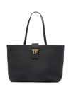 Tom Ford Women's Small Tf Logo E/w Leather Tote In Black