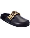 Moschino Logo Lettering Leather Mule In Black