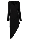Norma Kamali Asymmetric Draped Jersey Stretch Dress In In Black