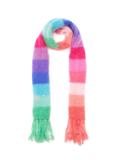 Rose Carmine 12-colour Fringed Scarf In Pink