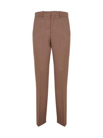 Botter Slim Fit Trousers With Zipped Hem In Wool Suit Sand