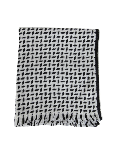 Oats &amp; Rice Cross Pattern Twill Cashmere Scarf In Monochrome