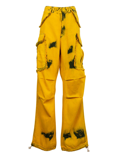 Darkpark Vivi Cotton Denim Military Cargo Pants In Yellow | ModeSens