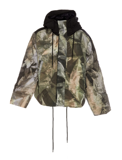 Holden Faded Camouflage-print Padded Jacket In Green
