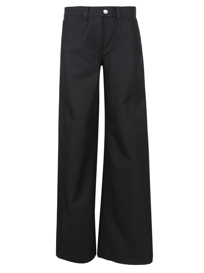 Courrges Baggy Wide-leg Recycled-polyester Twill Pants In Black