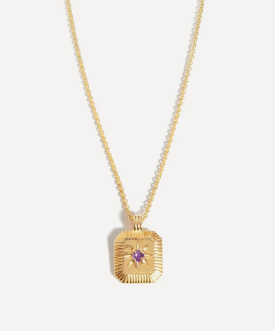 Missoma 18ct Gold-plated Vermeil Silver Engravable February Birthstone Star Ridge Pendant Necklace