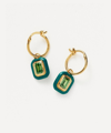 MISSOMA 18CT GOLD-PLATED VERMEIL SILVER ENAMEL AND STONE CHARM MINI HOOP EARRINGS