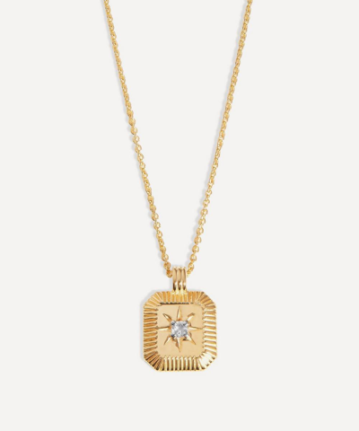Missoma 18ct Gold-plated Vermeil Silver Engravable April Birthstone Star Ridge Pendant Necklace