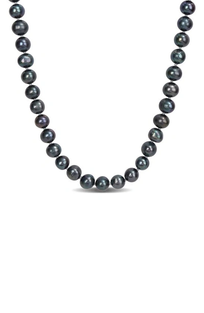 Delmar Sterling Silver 7.5-8mm Black Cultured Freshwater Pearl Beaded Necklace