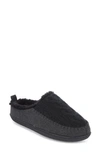 Floopi Tori Cable Knit Faux Shearling Slipper In Black