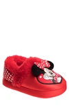 Josmo Minnie Mouse Faux Fur Trimmed Slipper In Red