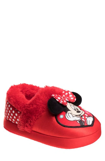 Josmo Kids' Minnie Mouse Faux Fur Trimmed Slipper In Red
