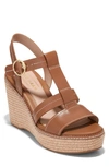 Cole Haan Cloudfeel Espadrille Wedge Sandal In Honey Leather/ Natural Rope