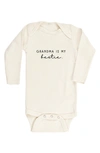 Tenth & Pine Grandma Is My Bestie Long Sleeve Organic Cotton Bodysuit In Natural