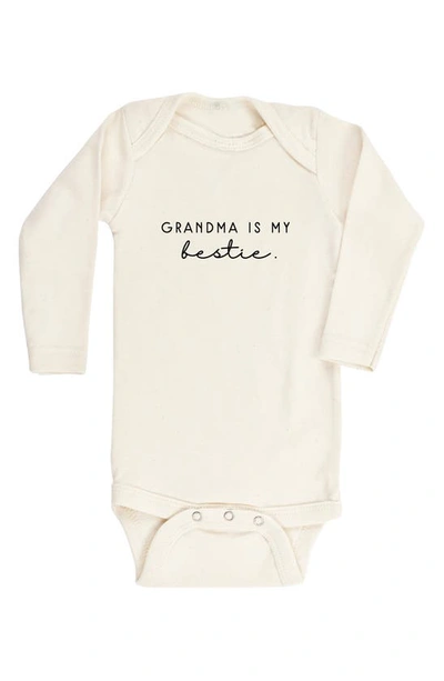 Tenth & Pine Babies' Grandma Is My Bestie Long Sleeve Organic Cotton Bodysuit In Natural