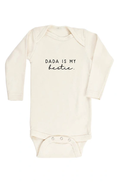 Tenth & Pine Babies' Dada Is My Bestie Long Sleeve Organic Cotton Bodysuit In Natural