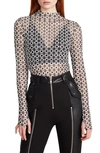 Steve Madden Eliza Print Long Sleeve Sheer Top In Black