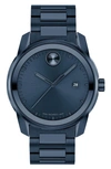 Movado Men's Swiss Fusion Bold Blue Ion-plated Stainless Steel Bracelet Watch 34mm