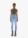 Mother The Dazzler Ripped Mid Rise Ankle Slim Jeans In Blue