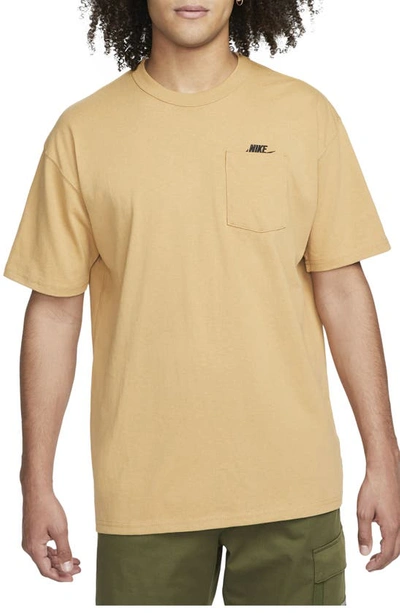 Nike Sportswear Premium Essentials Pocket T-shirt In Elemental Gold