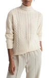 REISS MARTHA CABLE STITCH WOOL BLEND MOCK NECK SWEATER