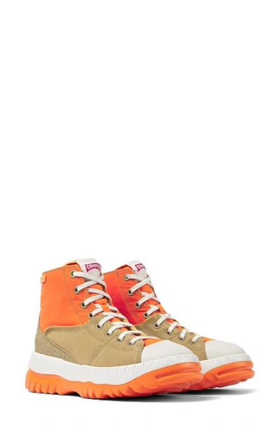 Camper Teix High Top Hiking Sneaker In Orange,beige,white