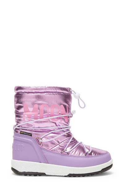Moon Boot Kids' Metallic Nylon Ankle Snow Boots In Purple