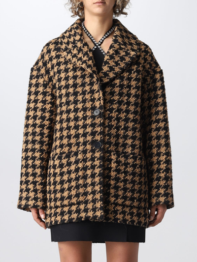 Msgm Houndstooth Wool-blend Bouclé-tweed Coat In Multi