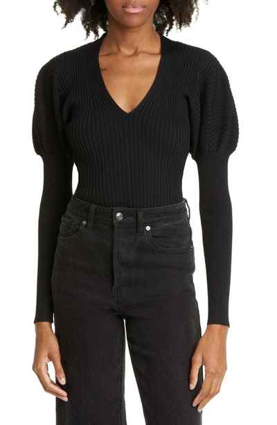 Ted Baker Ivery Rib Juliet Sleeve Sweater In Black