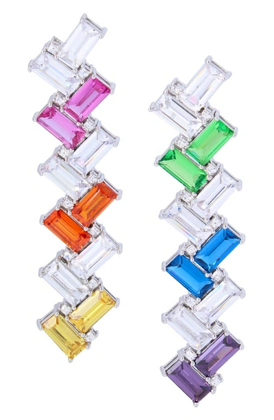 Kurt Geiger Quilted Cubic Zirconia Drop Earrings In Multi