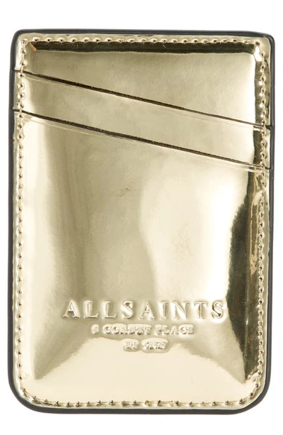 Allsaints Callie Leather Card Case In Gold
