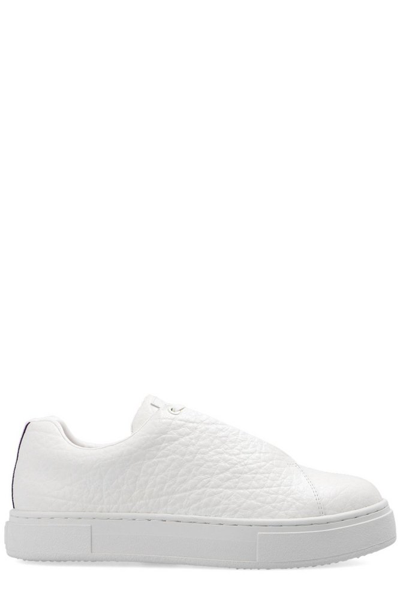 Eytys Doja Pebbled-leather Low-top Sneakers In White