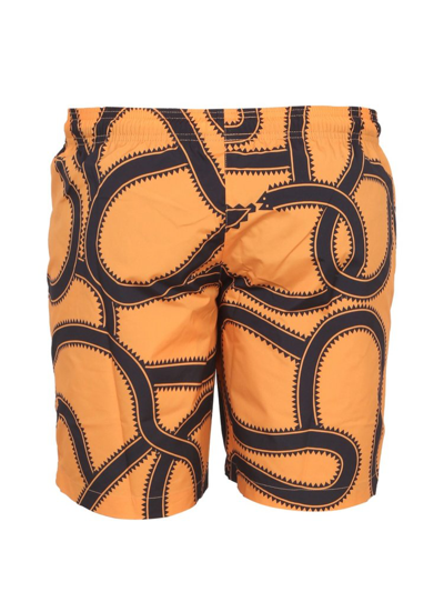 Marcelo Burlon County Of Milan Boxer Swimsuit With Print In Yellow