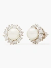 Kate Spade Candy Shop Pearl Halo Studs In Cream/silver