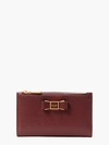 Kate Spade Morgan Bow Embellished Small Slim Bifold Wallet In Autumnal Red
