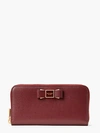 Kate Spade Morgan Bow Embellished Zip-around Continental Wallet In Autumnal Red
