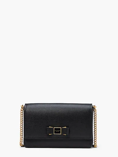 Kate Spade Morgan Bow Embellished Flap Chain Wallet In Black