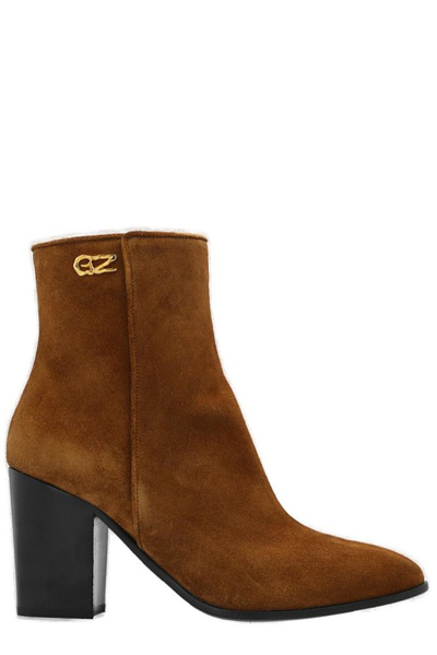 Giuseppe Zanotti Genesis Pointed Toe Ankle Boots In Brown