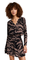 Rails Jasmine Tiger Stripe Smocked Waist Long Sleeve Dress